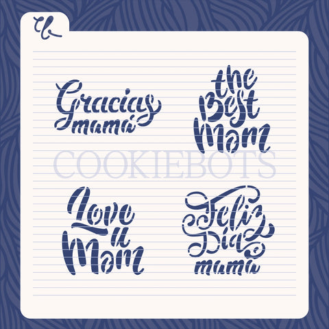 4 mini phrases mom Stencil