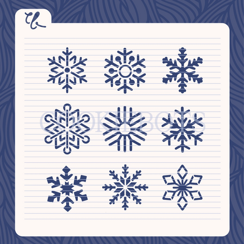 9 Copos de Nieve Stencil