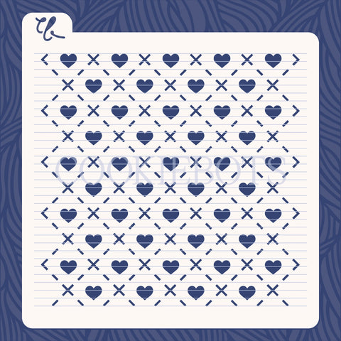 Hearts Grid Stencil