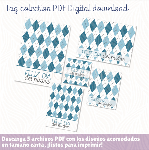 Father's Day Rhombus Pattern - Digital Download 5 PDF Files