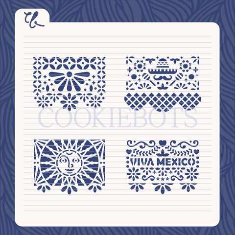 Papel picado Fiestas Patrias minis Stencil