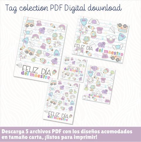 Teacher's Day (School Pattern) - Digital Download 5 PDF Files