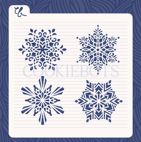 4 Copos de Nieve Stencil