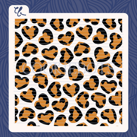 Leopardo corazones Stencil 3 pzs