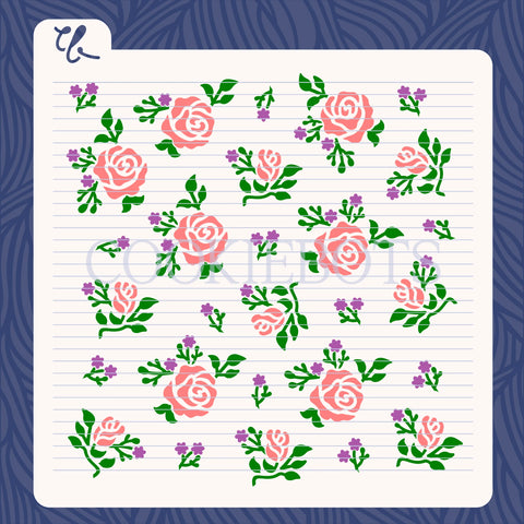 Rain of Roses Stencil 3 pcs