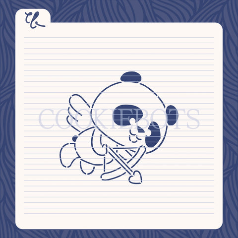 Panda cupido Stencil-Cortador