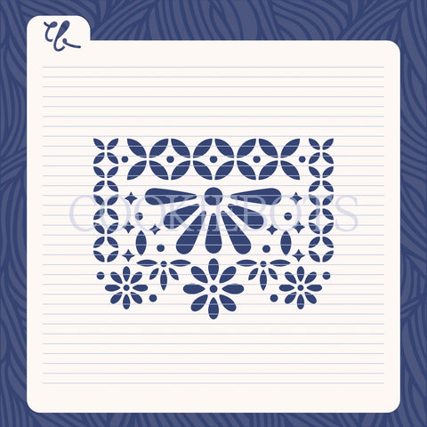 Papel picado Flor Stencil-Cortador