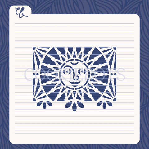 Papel picado Sol Stencil-Cortador