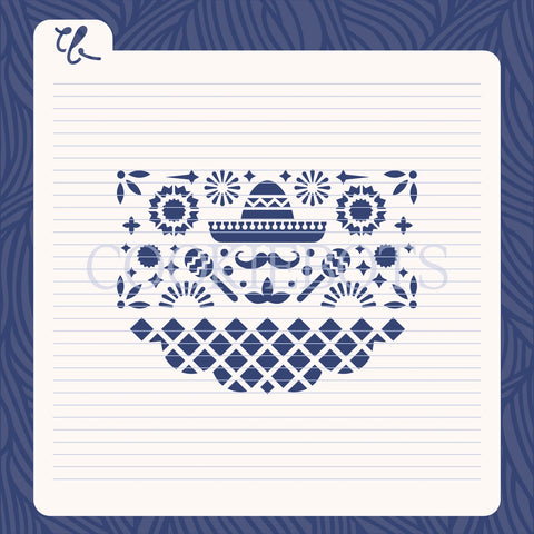 Papel picado Sombrero Stencil-Cortador