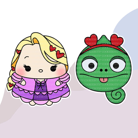 Rapunzel y Pascal Cortador